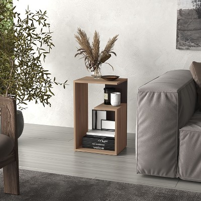 NicBex 3-Tier Modern Small End Table with Open Shelves,Wood Finish Side Table,Coffee Table for Bedroom,Living Room