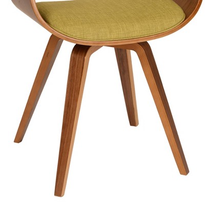 Green Upholstered Walnut Wood Mid-Century Modern Side Chair