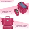 Angel Sar 6-Piece Luggage Set, Hardside Expandable Suitcases with Duffel Bags, Spinner Wheels TSA Lock, Rose Red - 4 of 4