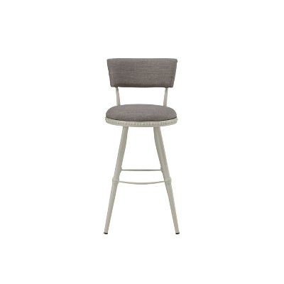 Gray Adjustable Swivel Metal Barstool with Padded Seat
