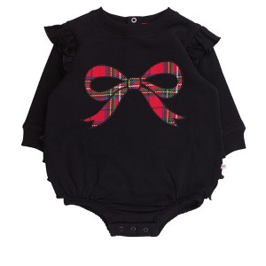 RuffleButts Baby Girls Applique Sweatshirt Bubble Romper - 1 of 2