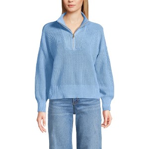 Lands' End Women's Drifter Shaker Wedge Quarter Zip Sweater - 1 of 3