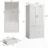 65" Wood Armoire,2-Door Wardrobe w/2 Drawers & Hanging Rod - Storage for Bedroom, Entryway, Laundry,Closet - 3 of 4