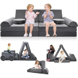 Docred Kids Couch Play Set, 8/10PCS Modular Kids Sofa Couch Fold Out Playhouse Set for Toddlers, Creative Foam Play Couchs Indoor - 1 of 4