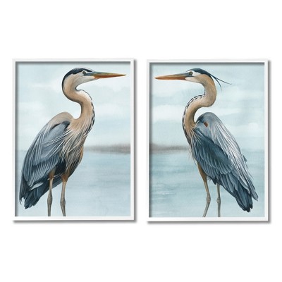 Stupell Industries Detailed Heron Bird Duo 2 Piece Framed Giclee Art Set