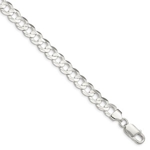 Black Bow Jewelry 8mm Sterling Silver Solid Concave Beveled Curb Chain Bracelet - 1 of 4