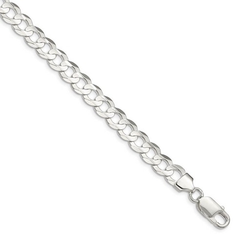 Black Bow Jewelry 8mm Sterling Silver Solid Concave Beveled Curb Chain Bracelet - image 1 of 4