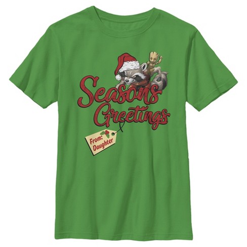 Boy's Marvel Christmas Rocket & Groot Daughter Greetings T-Shirt - image 1 of 3