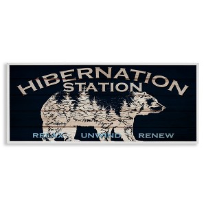Stupell Industries Hibernation Station Sign Wilderness Bear Trees Silhouette, 10" x 24" - 1 of 4