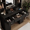 INFURNIC Vanity Tables Dressing Table with Mirror Hair Dryer Rack and Spacious Storage for Bedrooms, Black, 43.31"*15.75"*55.91" - 2 of 4