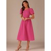 Allegra K Women's Round Neck Fit and Flare Summer Puff Sleeve Midi Dress - 4 of 4