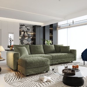Kumasinova Corduroy Cloud Sofa with Cushions, Convertible Sofa Lounge Chair, Plush Modern 4-Seat Sofa, Easy Assembly, Couches for Living Room - 1 of 4