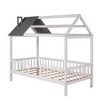 Okak Twin Size Solid Wood House Bed Frame with Proof & Fence,Cute Platform Bed for Kids Room,Bedroom - 4 of 4