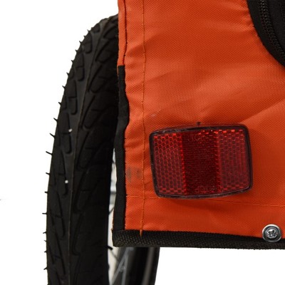 Orange and Black Oxford Fabric Pet Bike Trailer with Iron Frame