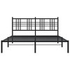 vidaXL Metal Double Bed Frame - Black, Contemporary Steel Construction with Headboard, for Mattress 59.1"x78.7", Bedroom Furniture - 3 of 4