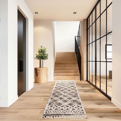 Braided Square Gray Geometric Easy Care Area Rug, 6' 7" x 9'