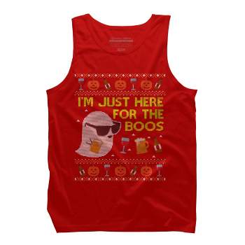 Men's Design By Humans Funny Here For The Boos Ugly Halloween Sweater By DragonTee Tank Top