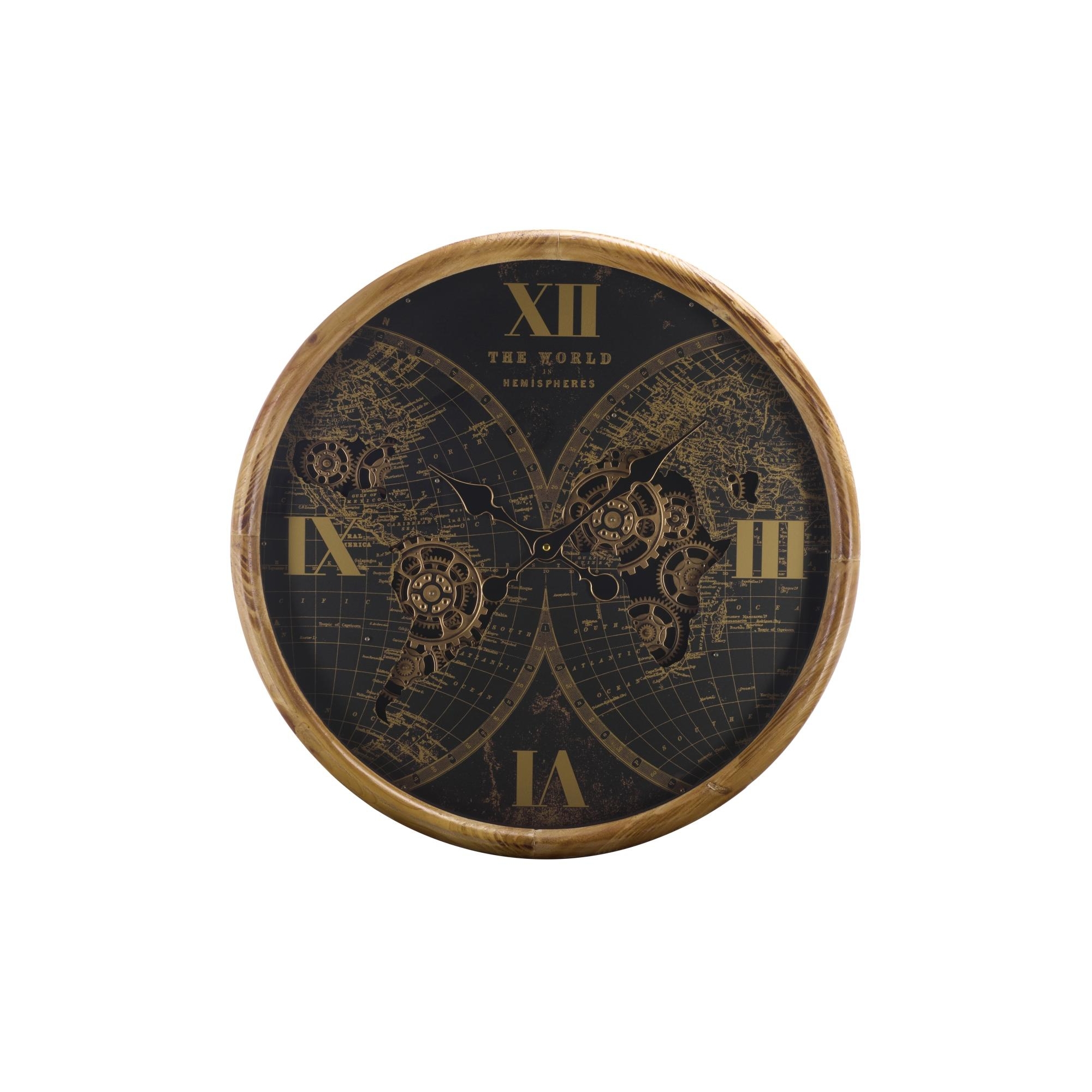 Clayton World Gear Wall Clock - Black/Beige - SEI