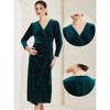 Allegra K Women's Velvet Wrap V Neck Evening Party Maxi Cocktail Dress - 2 of 4