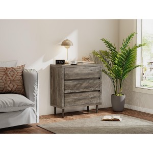 Dresser with 3 Drawers - Wooden Chest of Drawer for Bedroom, Tall Nightstand Side Table, Grey Oak Storage Drawer Cabinet for Living Room,Home Office - 1 of 1