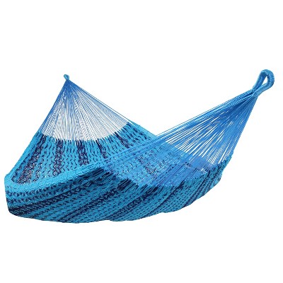 Sunnydaze Heavy-Duty Handwoven  XXL Mayan Family Hammock with Thick Cord - 880 lb Weight Capacity - Blue