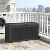 Gulches 60GAL 227L Outdoor Storage Deck Box Black Rattan Grain Effect Lockable Weatherproof Resin for Patio Garden Backyard - 4 of 4