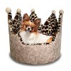 Precious Tails Leopard Princess Cat and Dog Crown Bolster Bed - Taupe - S - image 3 of 4