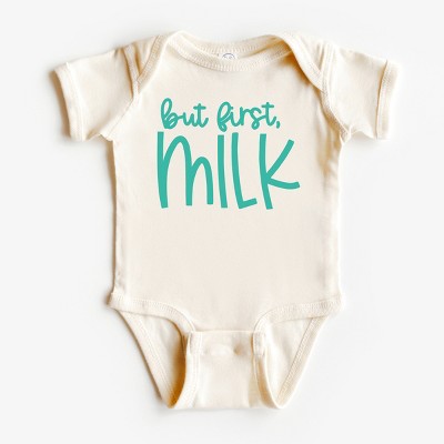 The Juniper Shop But First Milk Baby Bodysuit - NB - Natural