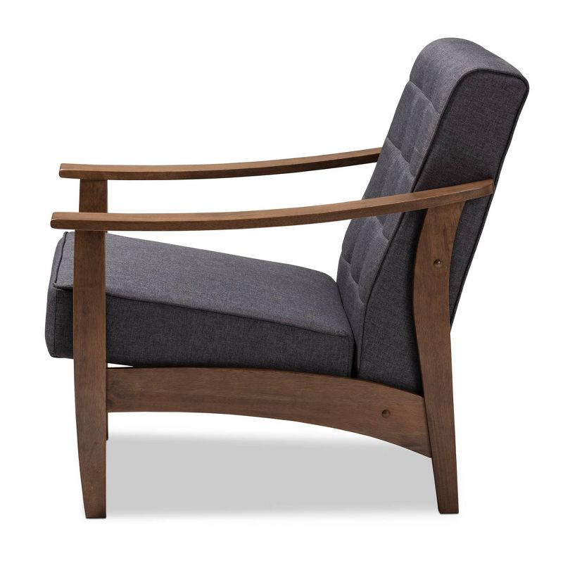 Larsen Walnut Wood Lounge Chair Gray - Baxton Studio, 6 of 9