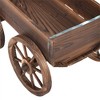 NAYSAYE Planter Wooden Hand Truck Dolly Rustic Design with Ample Planting Space for Garden and Patio, Wood, 27"*17.81"*14.02" - 4 of 4