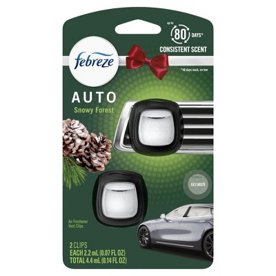 Febreze AUTO Air Freshener, Odor-Fighting Automotive Vent Clip, Snowy Forest Scent, 2 Count