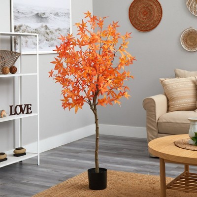5-Foot Multicolor Maple Faux Potted Tree for Fall Decor