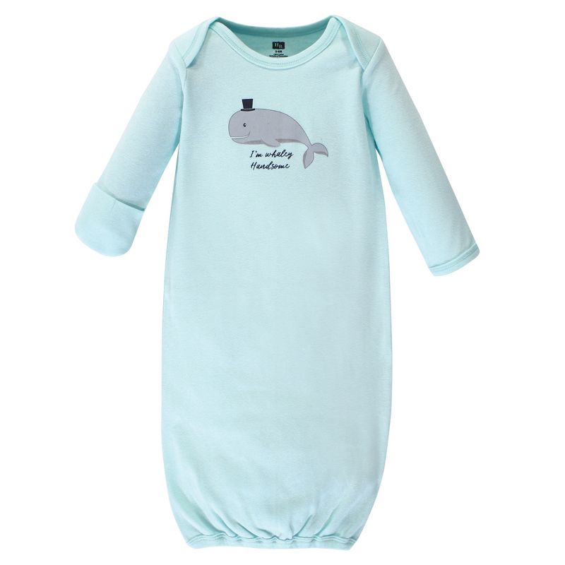 Hudson Baby Infant Boy Cotton Long-Sleeve Gowns 4pk, Handsome Whale, 3 of 7
