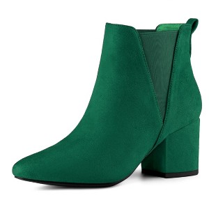 Allegra K Women's Pointed Toe Block Heel Ankle Chelsea Boots - 1 of 4