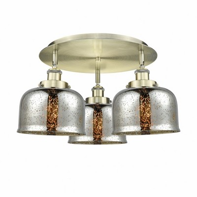 Bell - 3 Light Flush Mount In Art Deco Style-9.25 Inches Tall and 19.75 Inches Wide