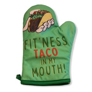 Fitness Taco Funny Kitchen Apron and Oven Mitts Humorous Gym Graphic Novelty Cooking Accessories - Crazy Dog Bakeware - 1 of 4