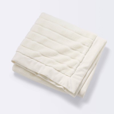 Faux Fur with Channel Carving Baby Blanket - Cream - Cloud Island™