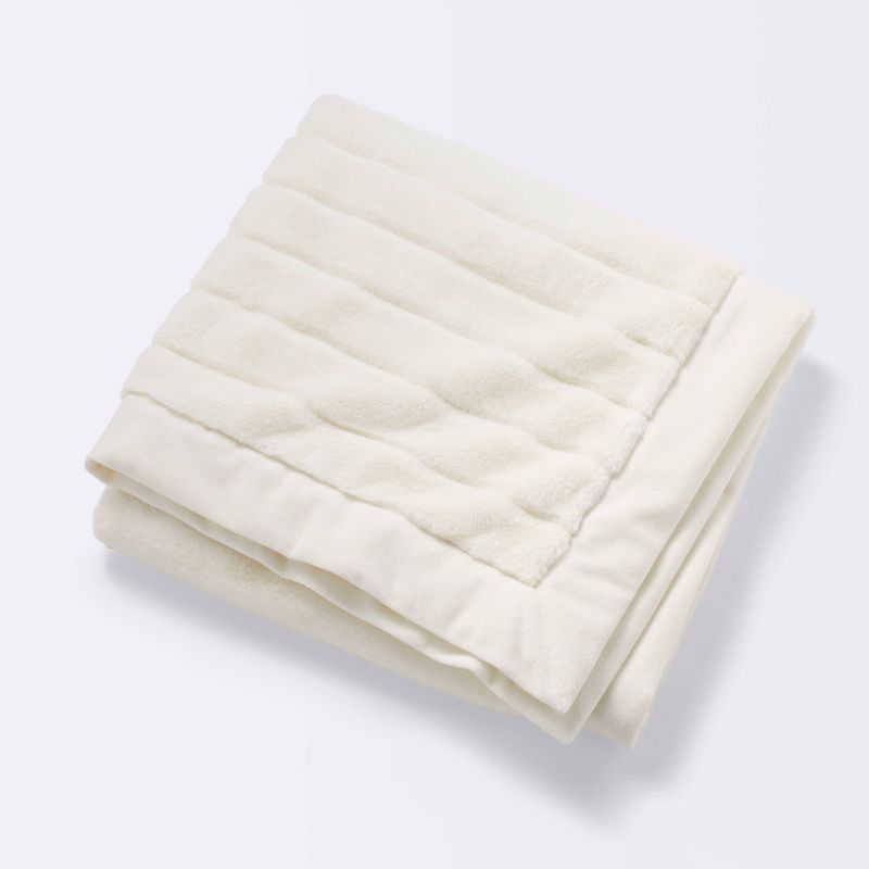 Faux Fur with Channel Carving Baby Blanket - Cream - Cloud Island&#8482;, 1 of 6