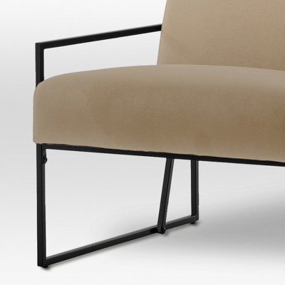 Brown Velvet Metal Frame Modern Accent Chair