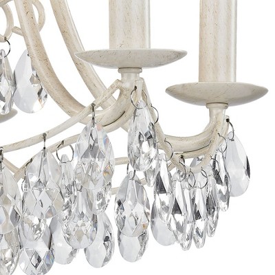 Antique Cream and Clear Crystal Mini Chandelier