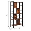 VECELO Wooden Bookcase Retro Industrial Bookshelf with Metal Frame & Open Platform, 4 Shelf Bookcase, Brown - 3 of 4