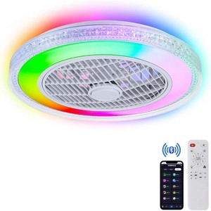HUMHOLD Bladeless Ceiling Fan with Light Remote, Smart LED Ceiling Fans with Voice/App Control, Modern Low Profile Dimmable Light Ceiling Fan - 1 of 4