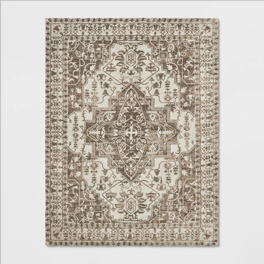 9'X12' Pavoria Vintage Persian Style Tufted Medallion Rug Linen - Opalhouse™