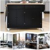 YOOCOZZ Rolling Kitchen Island with Solid Wood Top, Adjustable Shelves and Ample Storage - 3 of 4