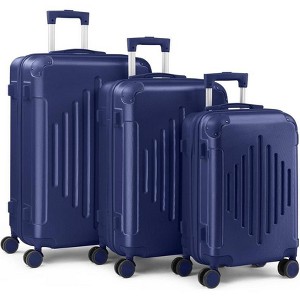 Karl Home 3 Piece Set ABS Trolley Cases Striped Pattern Blue - 1 of 4