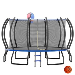 AMERLIFE 8FT 10FT 12FT 14FT 15FT 16FT Outdoor Trampoline with Enclosure Net and Ladder, Recreational Trampolines for Kids and Adults - 1 of 4