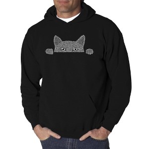 LA Pop Art Men's Word Art Hooded Sweatshirt - Peeking Cat - 1 of 4