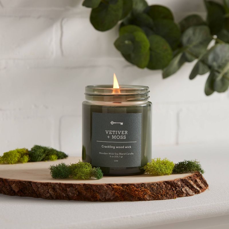 Tinted Glass Vetiver + Moss Lidded Jar Candle Green 8oz - Threshold&#8482;, 3 of 5