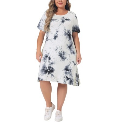 Agnes Orinda Women's Plus Size Tie Dye Trendy V Neck High Low Hem Casual  Dresses : Target