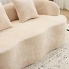Spassway 67" White Upholstered Loveseat with Round Armrest Teddy Velvet Compression Couch with 2 Pillows - 4 of 4